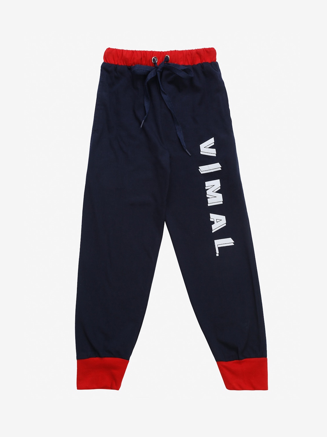 

MACK JONNEY Kids Navy Blue & Red Solid Joggers