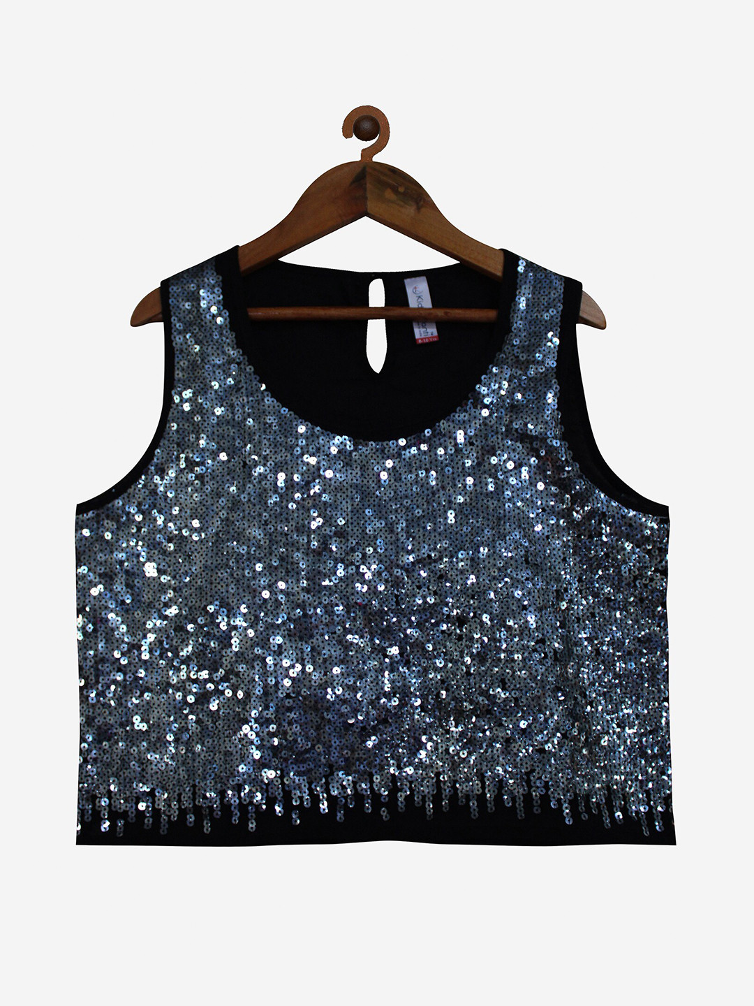 

KiddoPanti Black Embellished Georgette Regular Top
