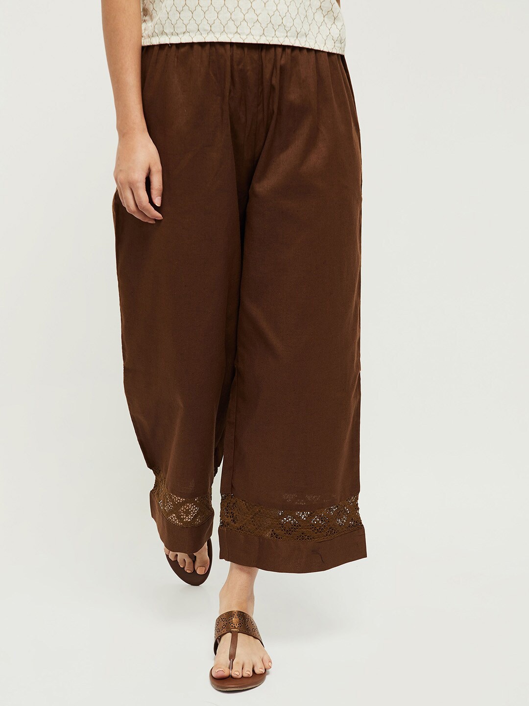 

max Women Brown Ethnic Palazzos