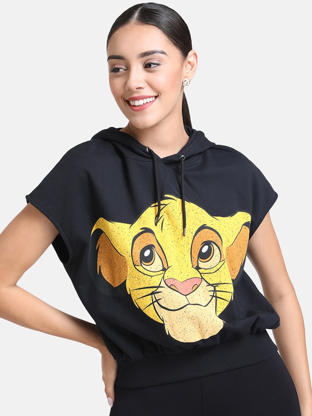 

Kazo Women Grey Lion King Printed Hooded Sweatshirt