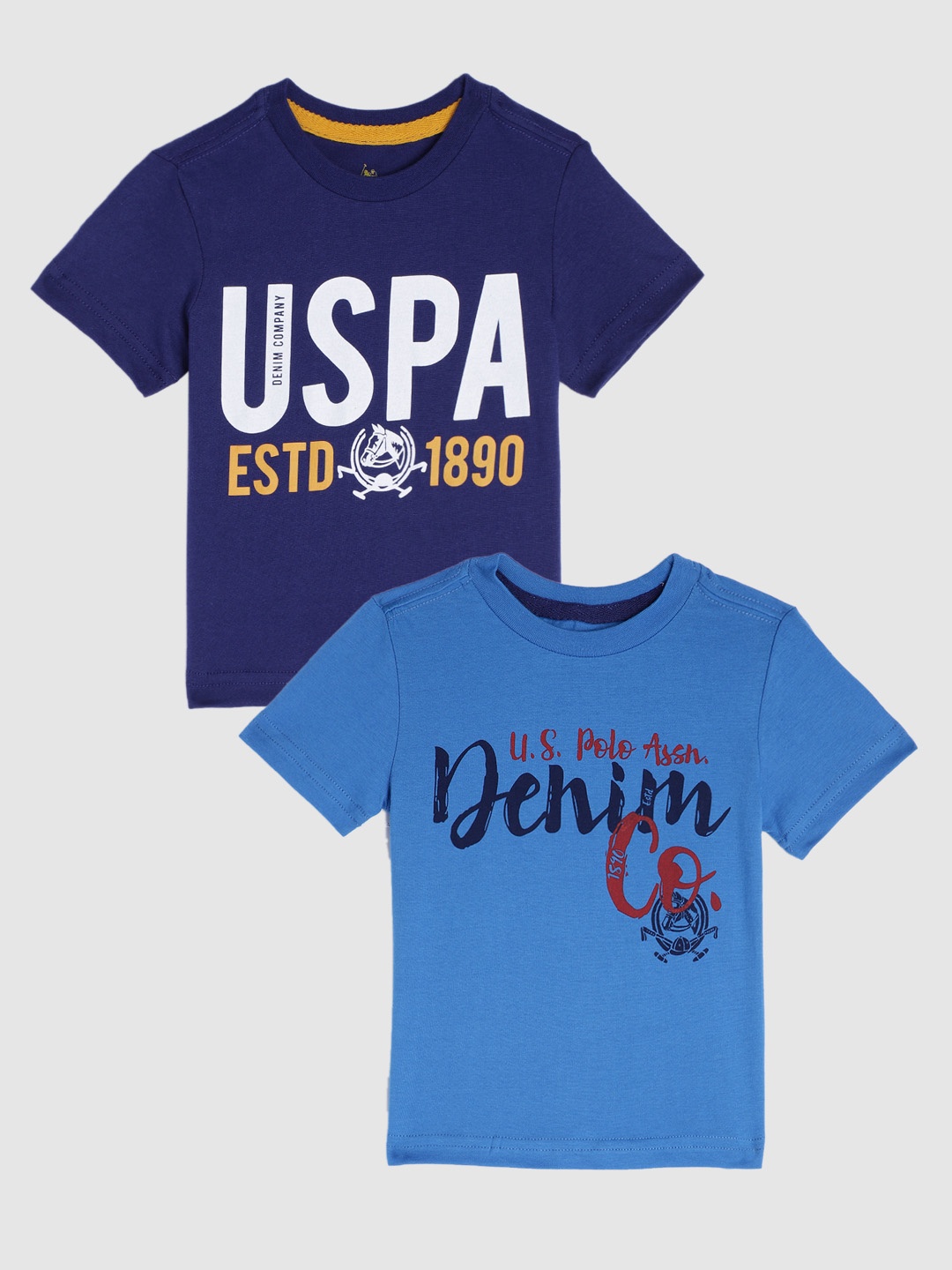 

U.S. Polo Assn. Kids Boys Assorted Pack Of 2 Typography Printed T-shirts
