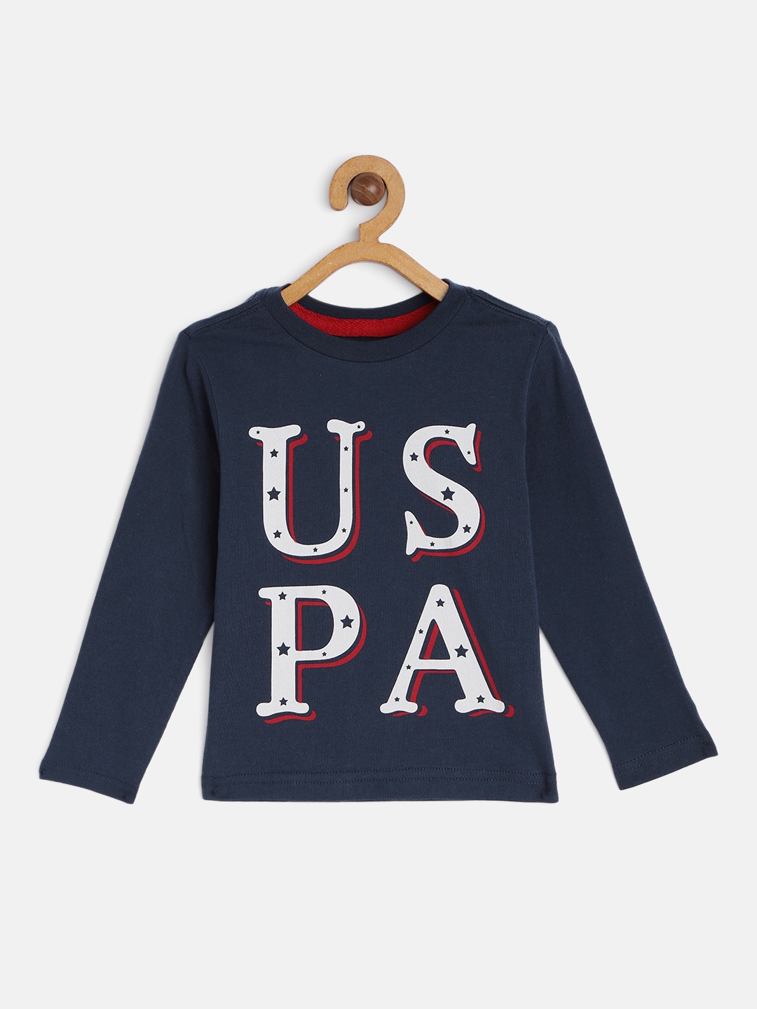 

U.S. Polo Assn. Kids Boys Navy Blue Brand Logo Printed Pure Cotton T-shirt