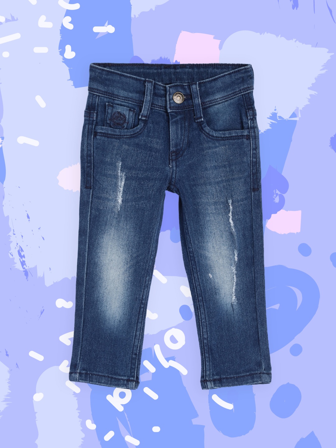 

U.S. Polo Assn. Kids Boys Blue Regular Fit Mildly Distressed Stretchable Jeans