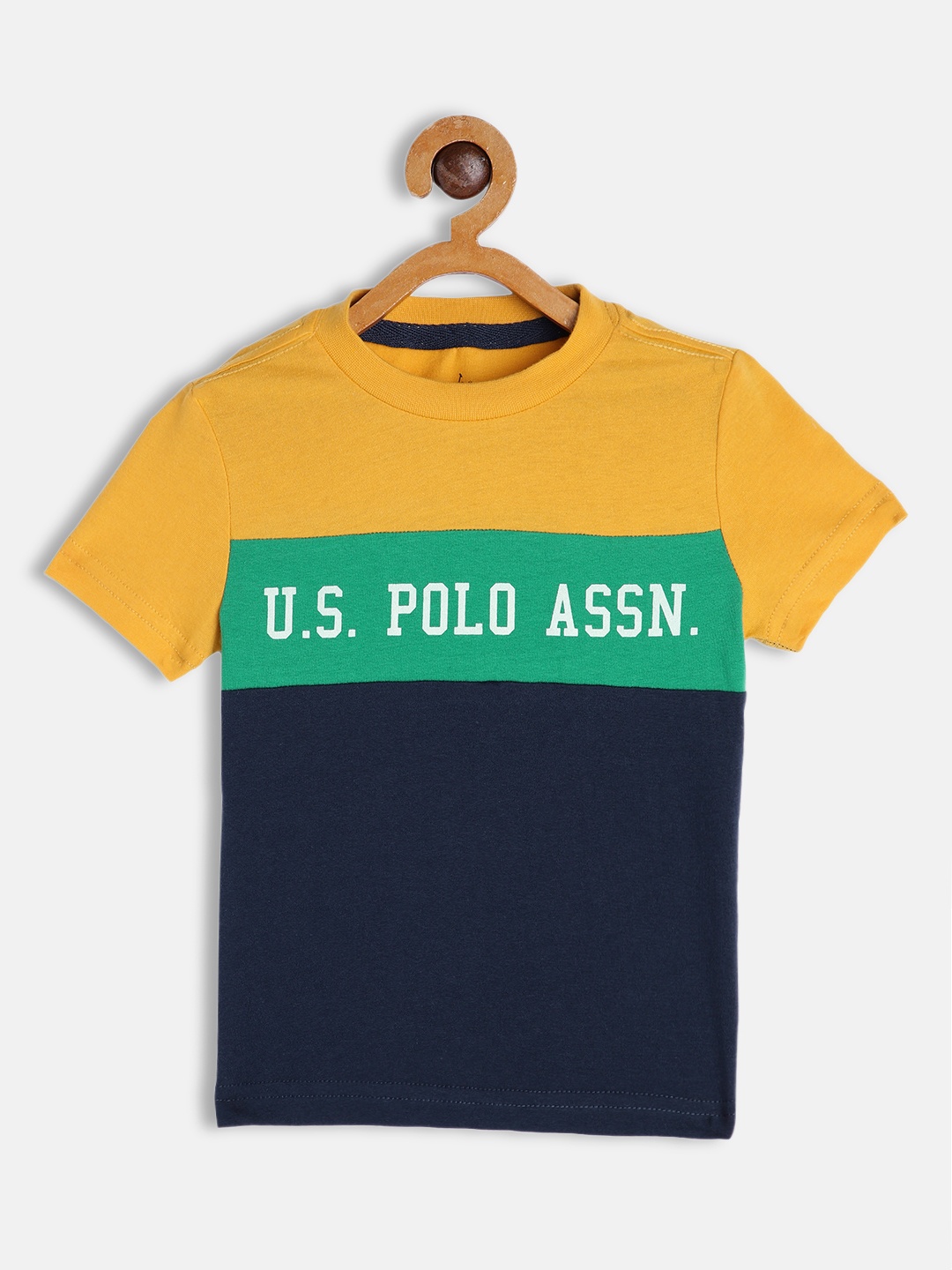 

U S Polo Assn Kids Boys Yellow & Navy Blue T-shirt