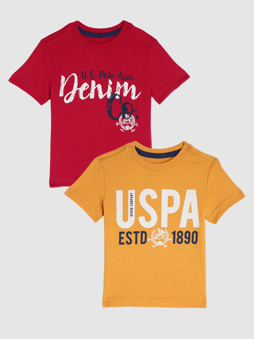 

U S Polo Assn Kids Boys Pack Of 2 Printed T-shirts, Red