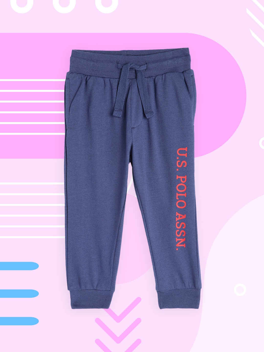 

U.S. Polo Assn. Kids Boys Blue Solid Regular Fit Pure Cotton Joggers
