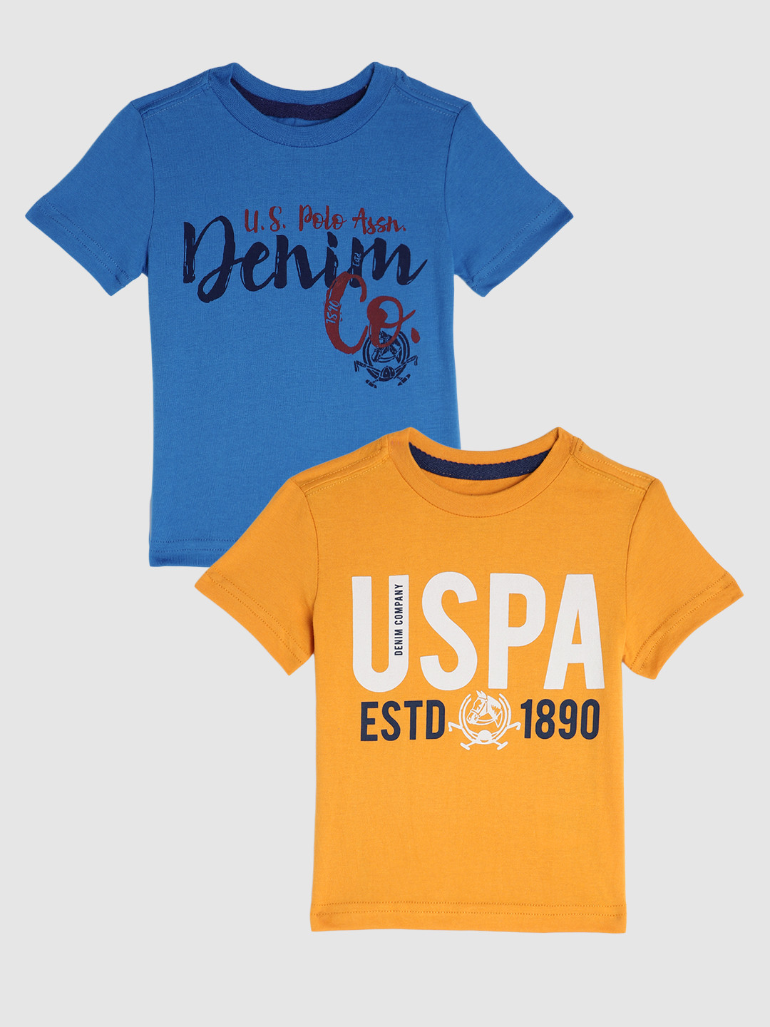 

U.S. Polo Assn. Kids Boys Assorted Typography Printed Pack Of 2 Pure Cotton T-Shirts