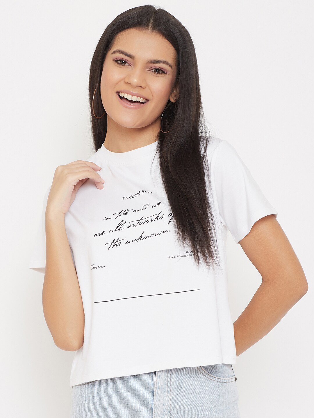 

Adobe White Printed Regular Crop Top