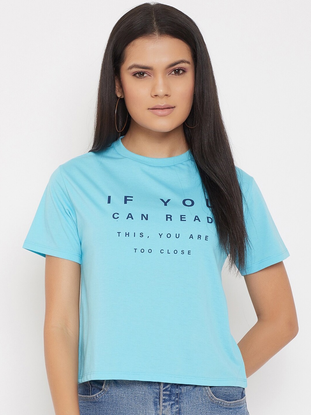 

Adobe Turquoise Blue Printed Regular Crop Top
