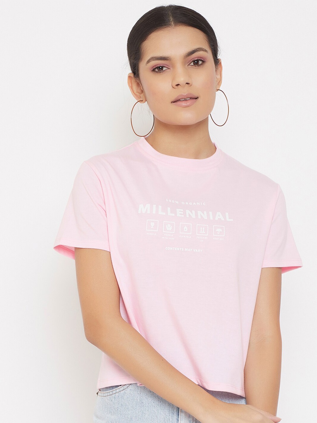 

Adobe Pink Printed Regular Crop Top