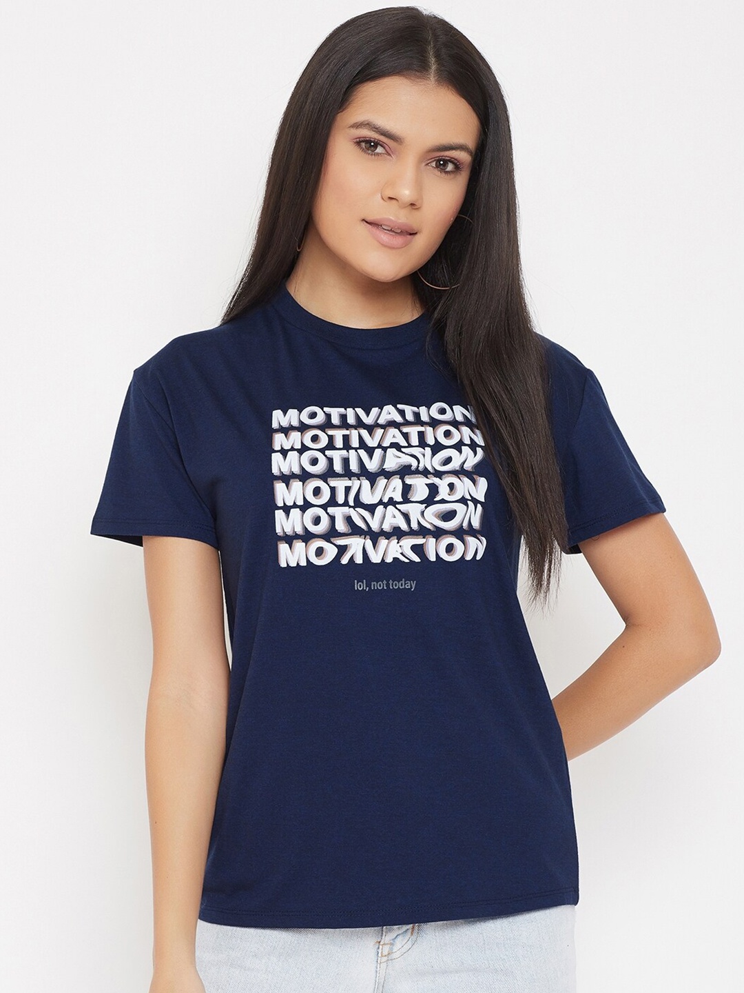 

Adobe Navy Blue Printed Regular Top