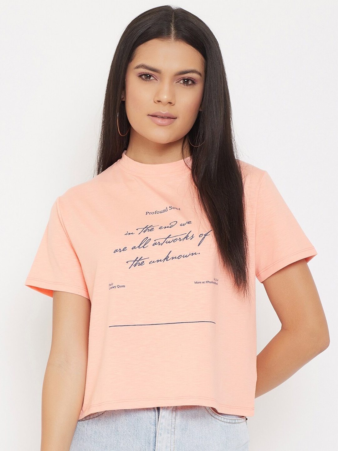 

Adobe Peach-Coloured Printed Regular Top