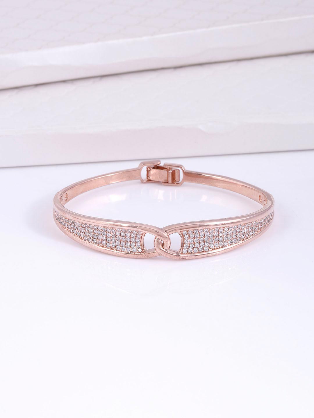 

Tistabene Women White & Rose Gold-toned Bangle Style Bracelet