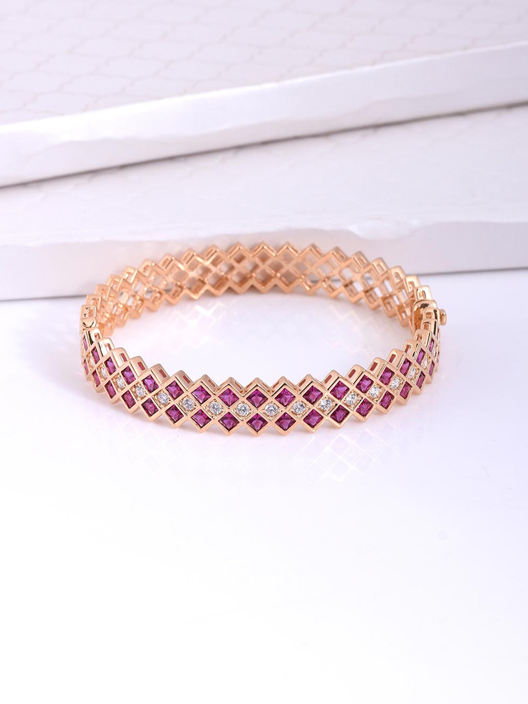 

Tistabene Women Gold-Toned & Pink Gold-Plated Bangle-Style Bracelet
