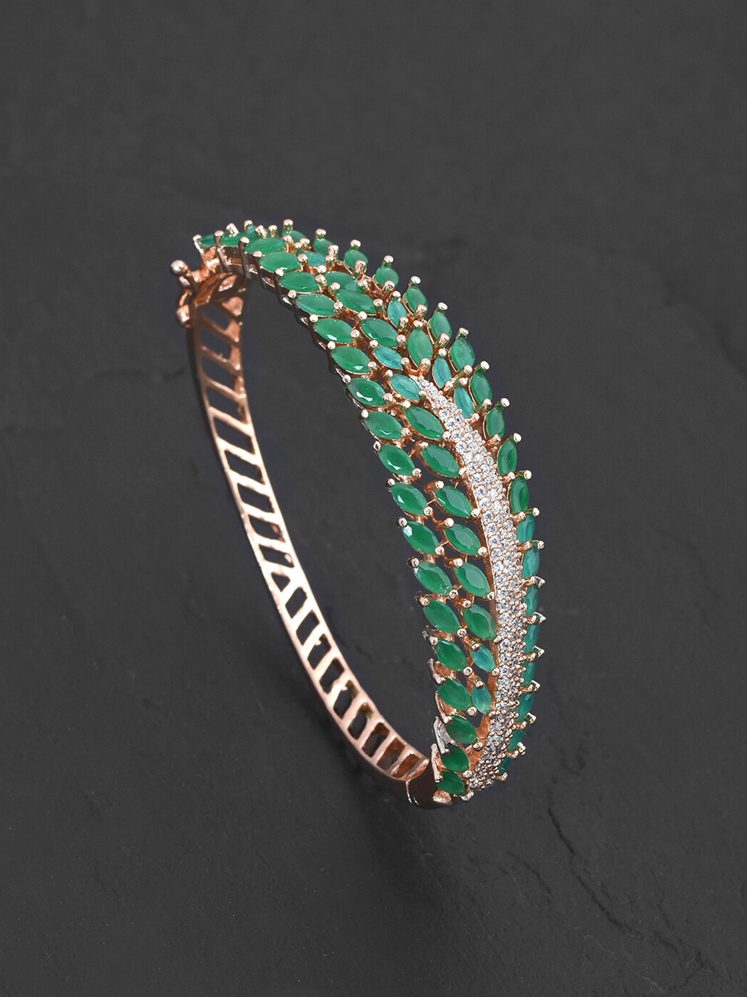 

Tistabene Women Rose Gold & Green Rose Gold-Plated Bangle-Style Bracelet