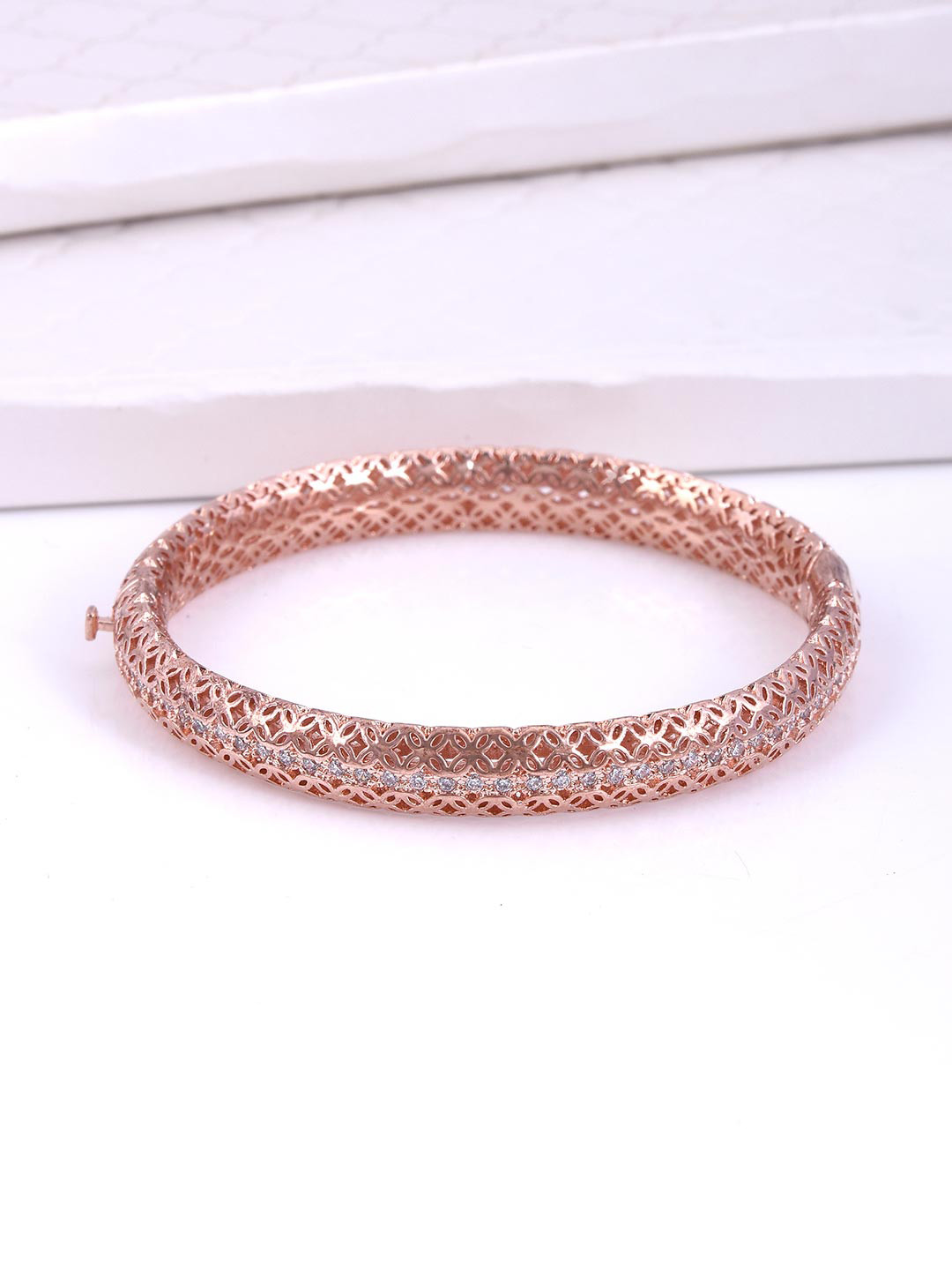 

Tistabene Women Rose Gold & White Rose Gold-Plated Bangle-Style Bracelet