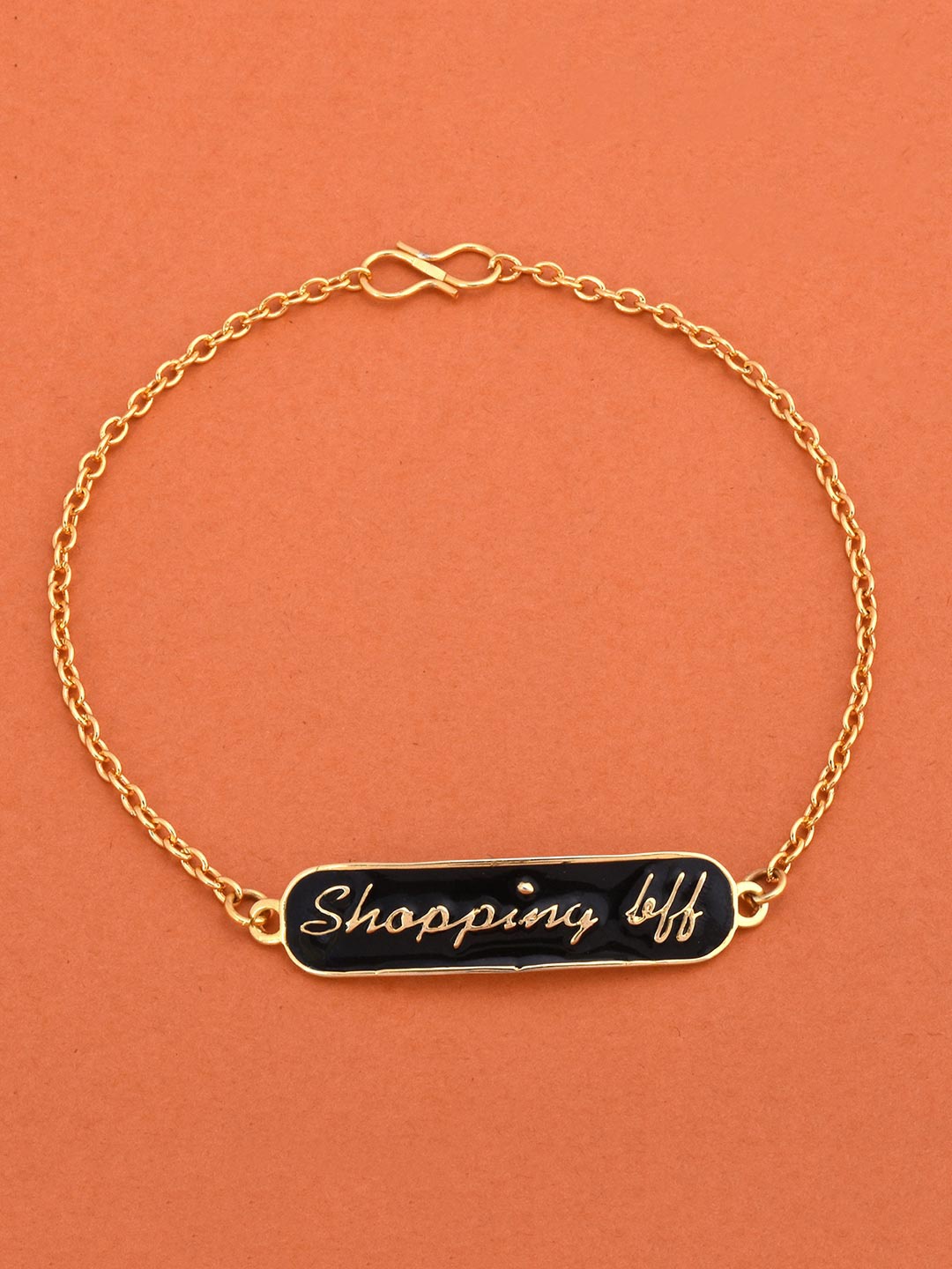 Tistabene Women Black & Gold-Tone Enameled Charm Bracelet