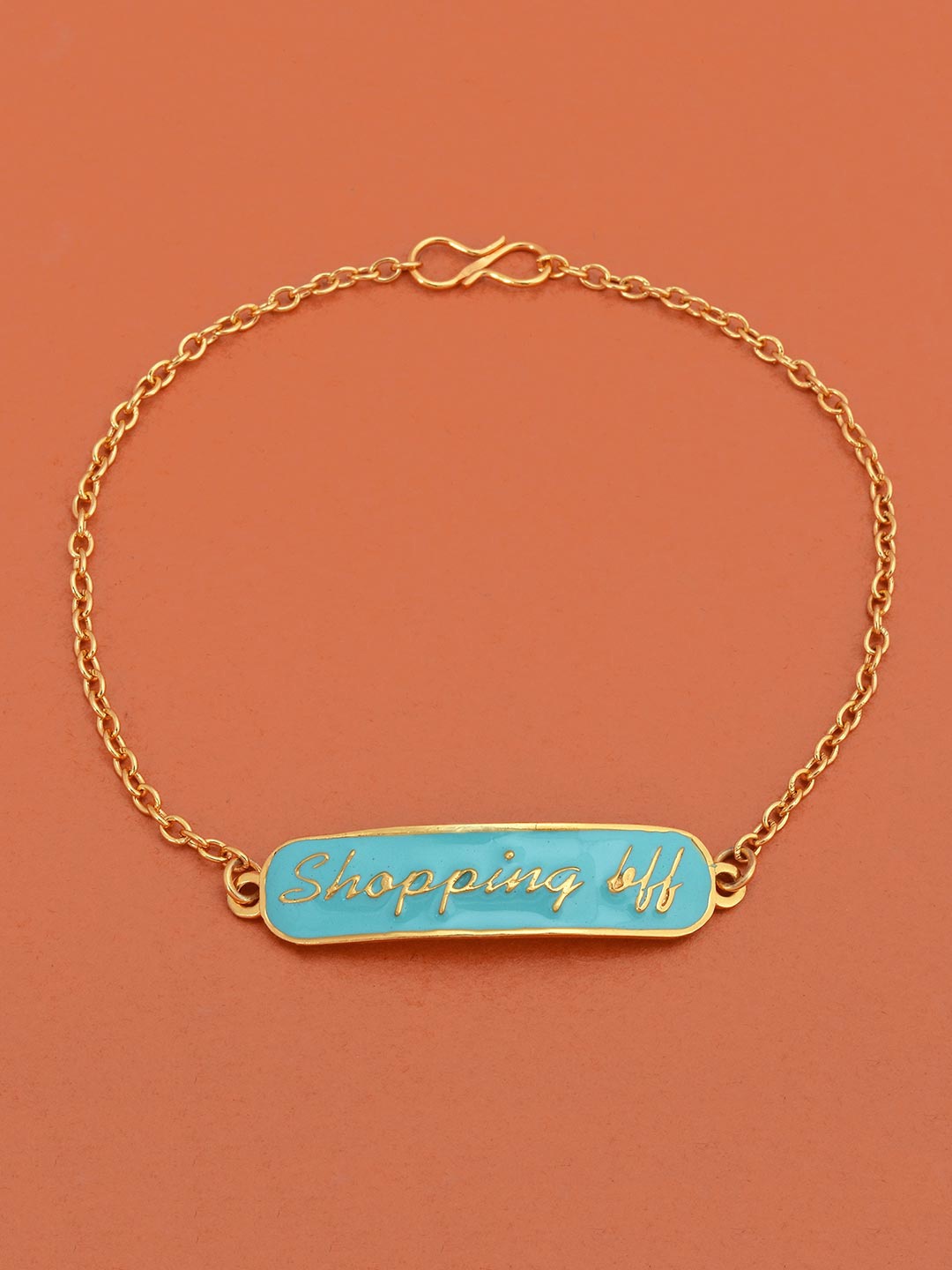 

Tistabene Women Gold-Plated & Turquoise Blue Best Of Bonds Shopping Bff Charm Bracelet