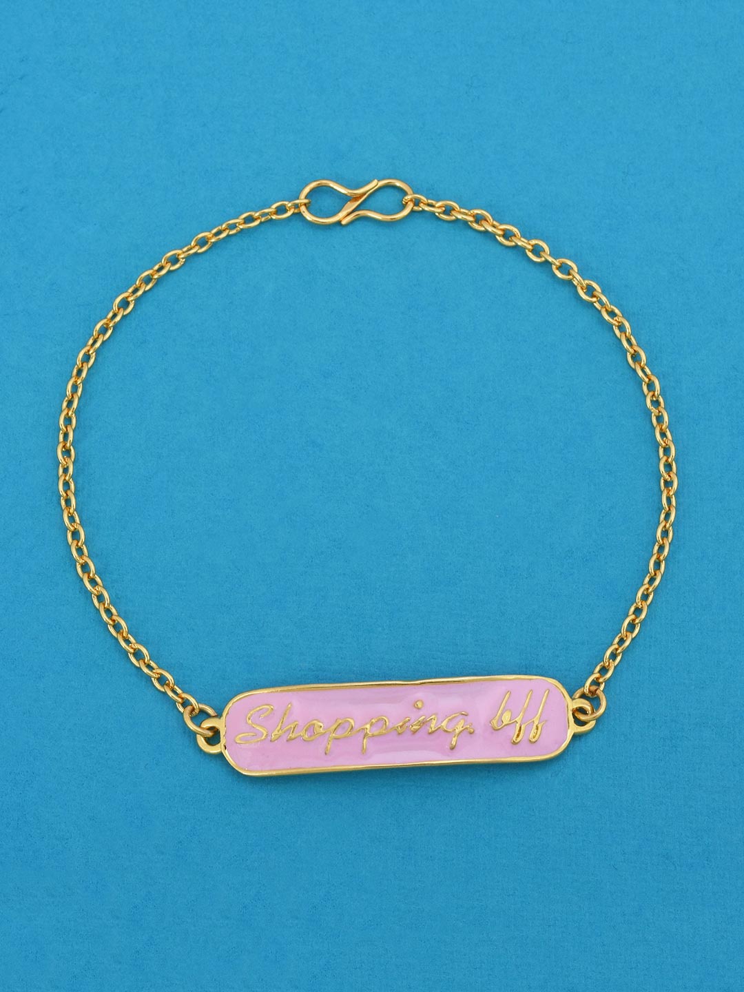 

Tistabene Women Gold-Toned & Pink Gold-Plated Enamelled Charm Bracelet