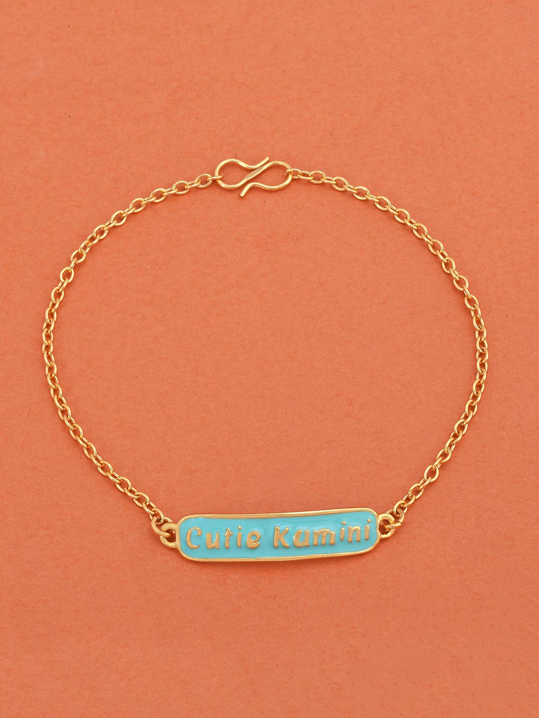 

Tistabene Women Gold-Toned & Blue Enamelled Gold-Plated Charm Bracelet