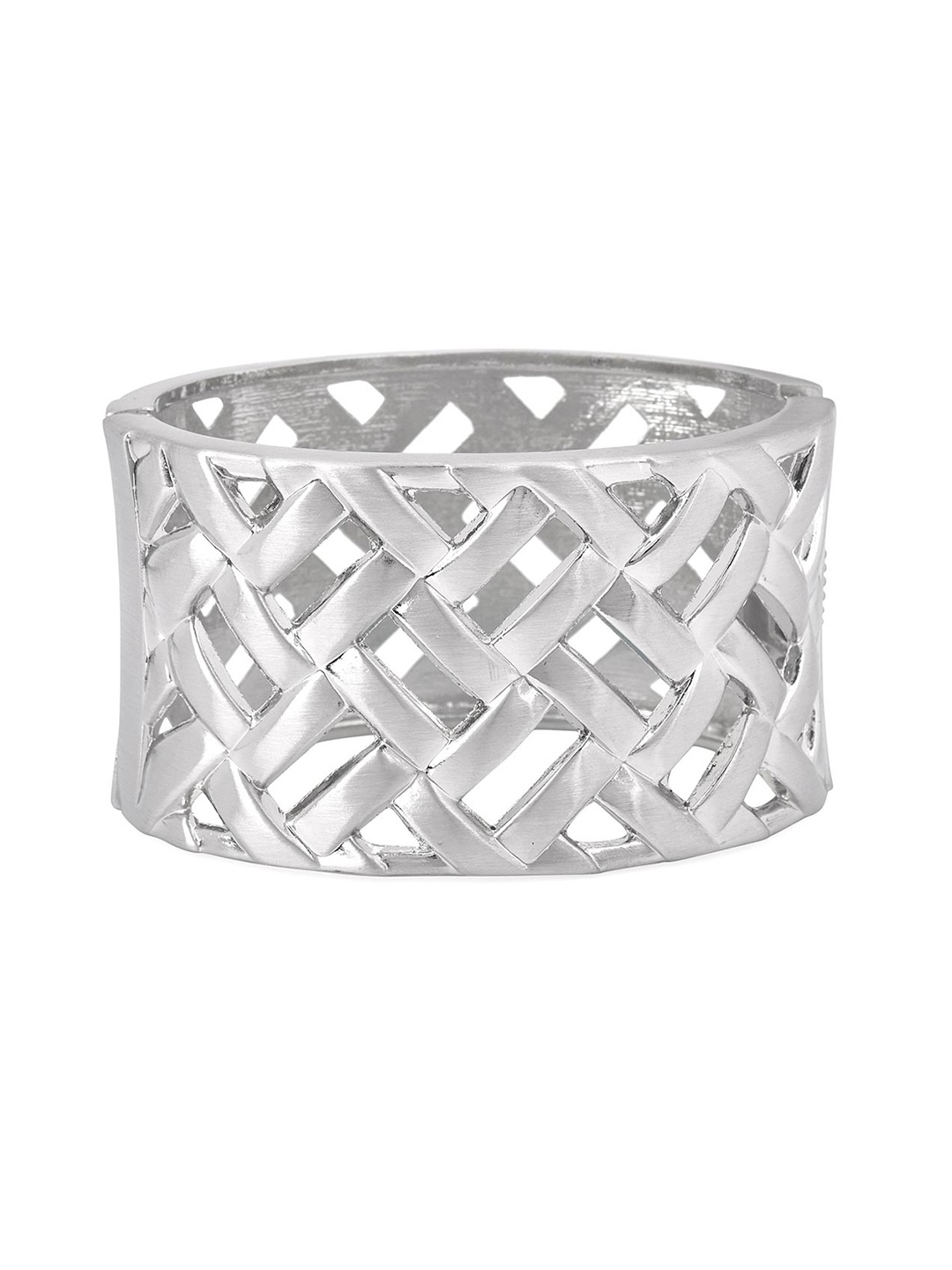 

Tistabene Women White Rhodium-Plated Cuff Bracelet