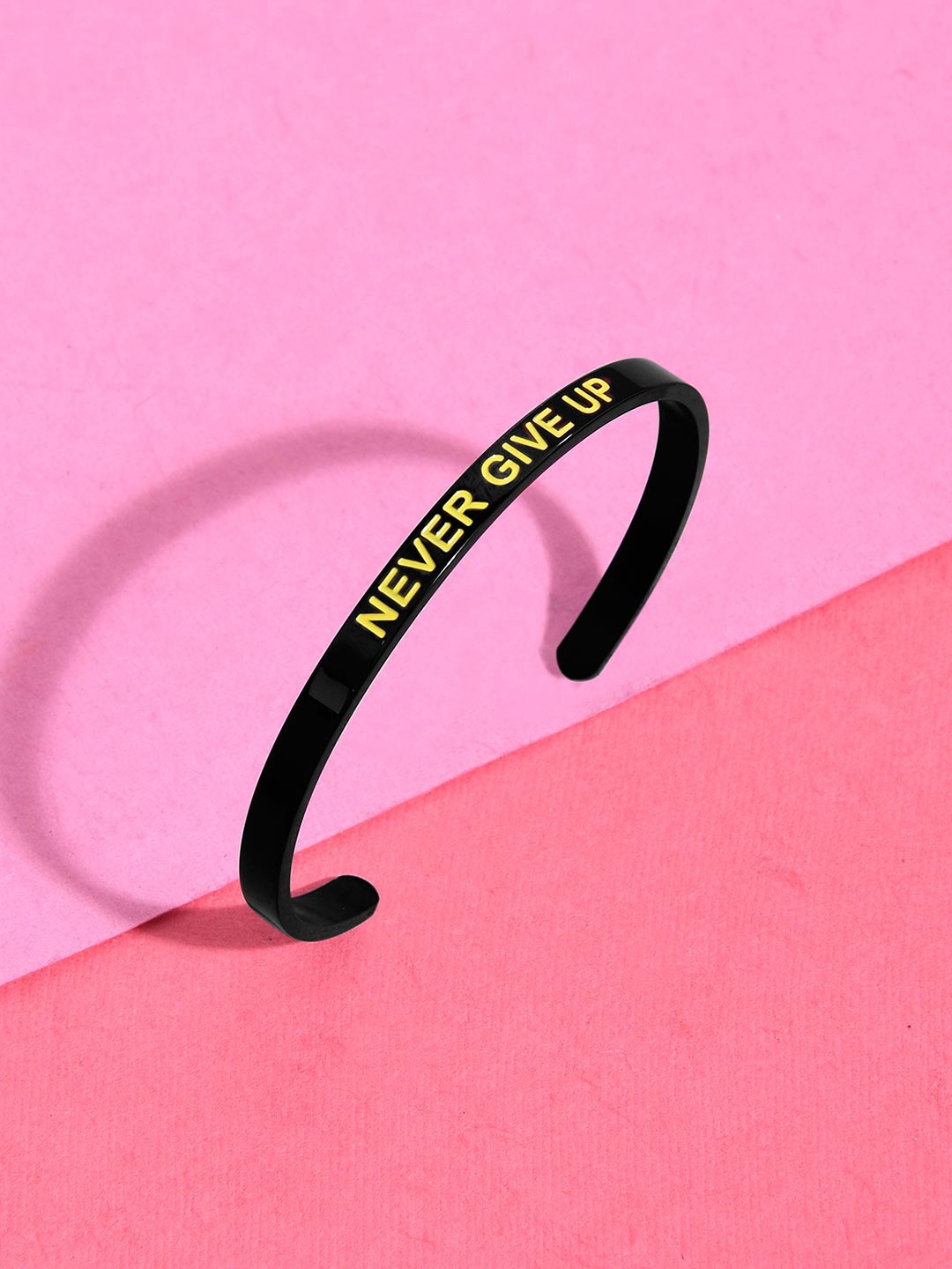 

Tistabene Women Black & Yellow Rhodium-Plated Cuff Bracelet
