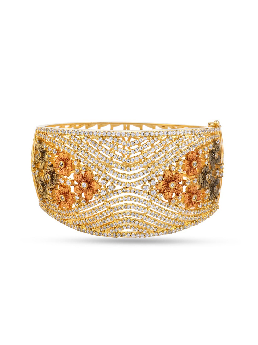 

Tistabene Women White & Orange Antique Gold-Plated Kada Bracelet