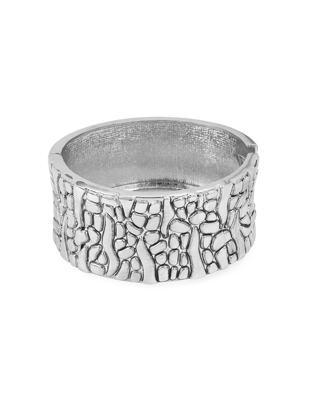 

Tistabene Women White Textured Bangle Style Bracelet