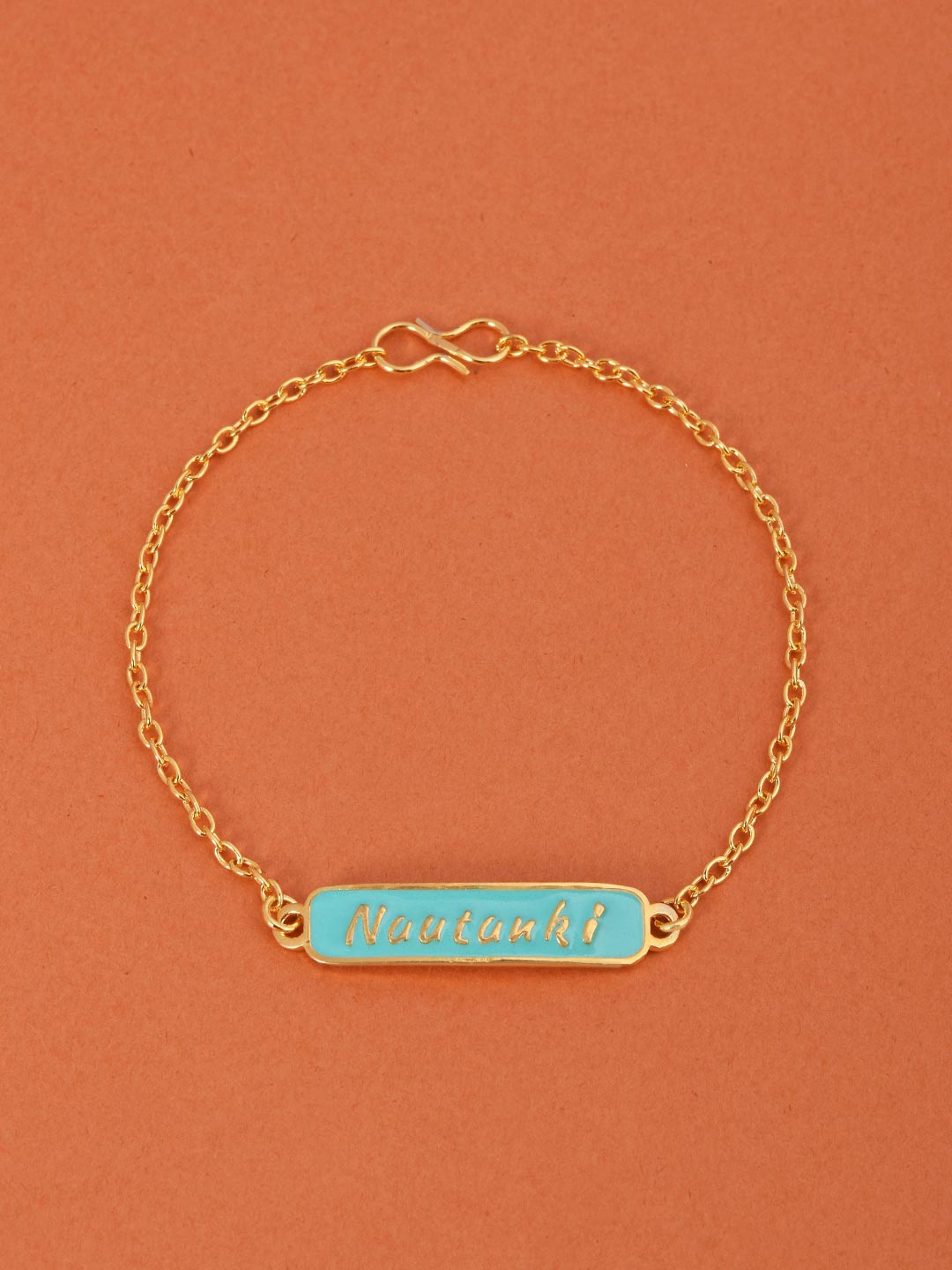 

Tistabene Women Gold-Toned & Blue Gold-Plated Enamelled Link Bracelet