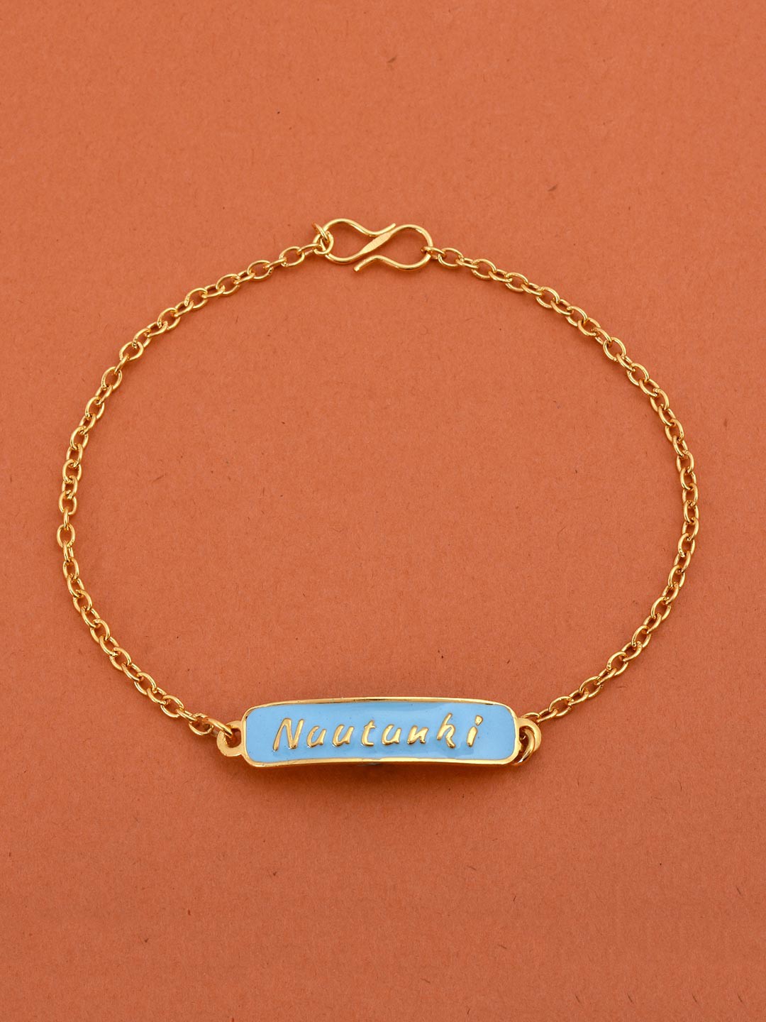 

Tistabene Women Gold-Toned & Turquoise Blue Gold-Plated Charm Bracelet