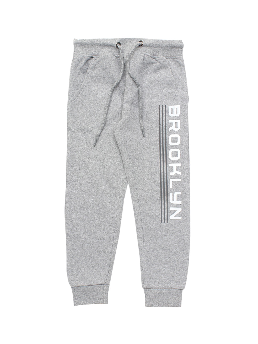 

Lil Lollipop Kids Grey & White Brooklyn Printed Pure Cotton Joggers