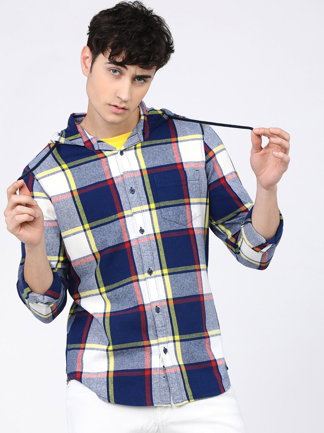 

HIGHLANDER Men Blue Slim Fit Tartan Checks Opaque Checked Casual Shirt