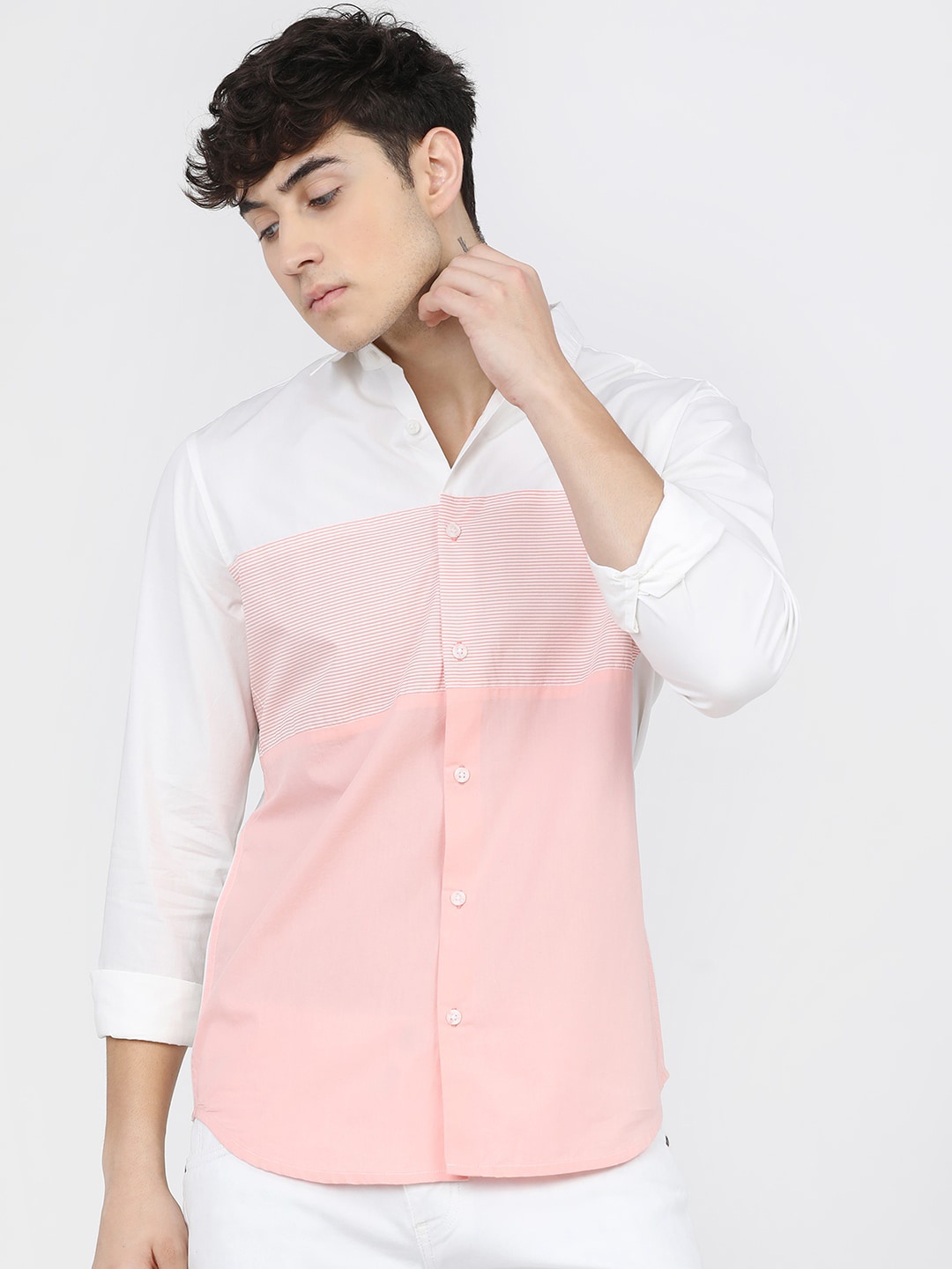 

HIGHLANDER Men White Slim Fit Opaque Casual Shirt