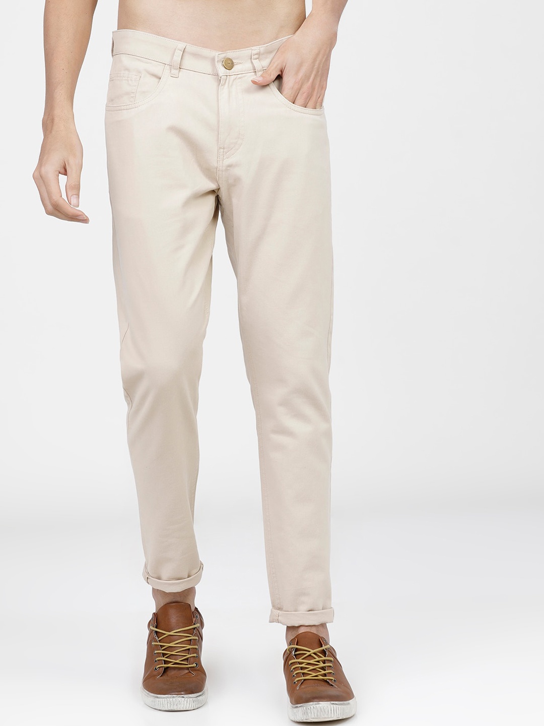 

KETCH Men Beige Slim Fit Easy Wash Chinos Trousers
