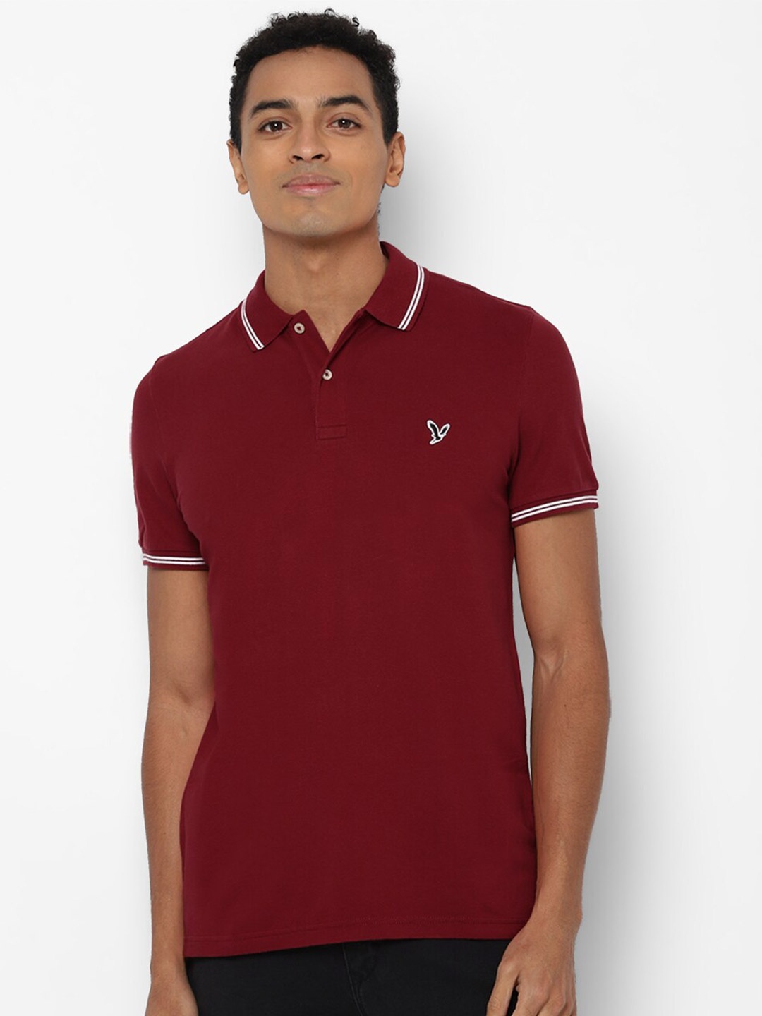

AMERICAN EAGLE OUTFITTERS Men Maroon Polo Collar Slim Fit T-shirt