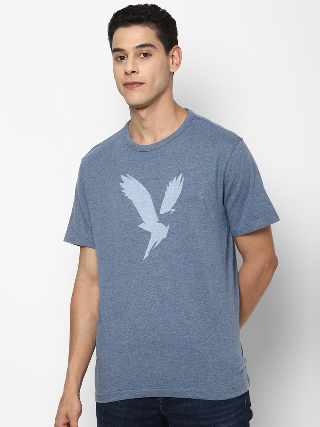 

AMERICAN EAGLE OUTFITTERS Men Blue Printed Slim Fit T-shirt