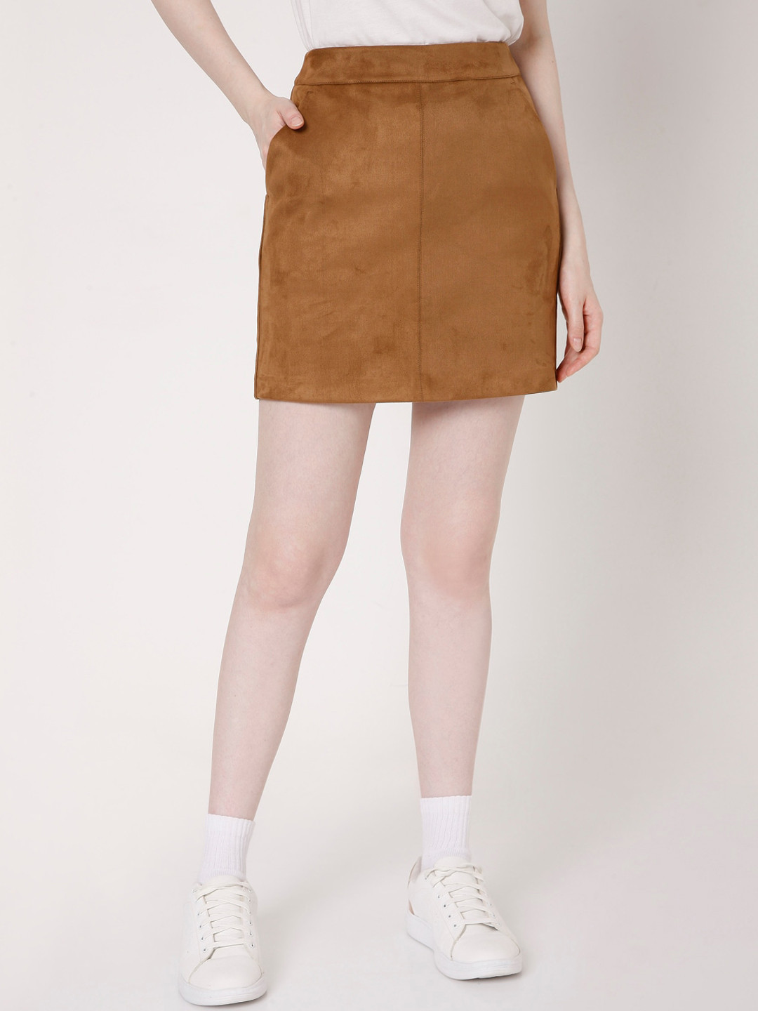 

Vero Moda Women Brown Solid Straight Mini Skirt