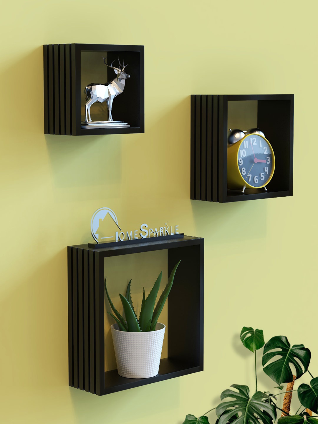 

Home Sparkle Black MDF Basic Wall Shelf