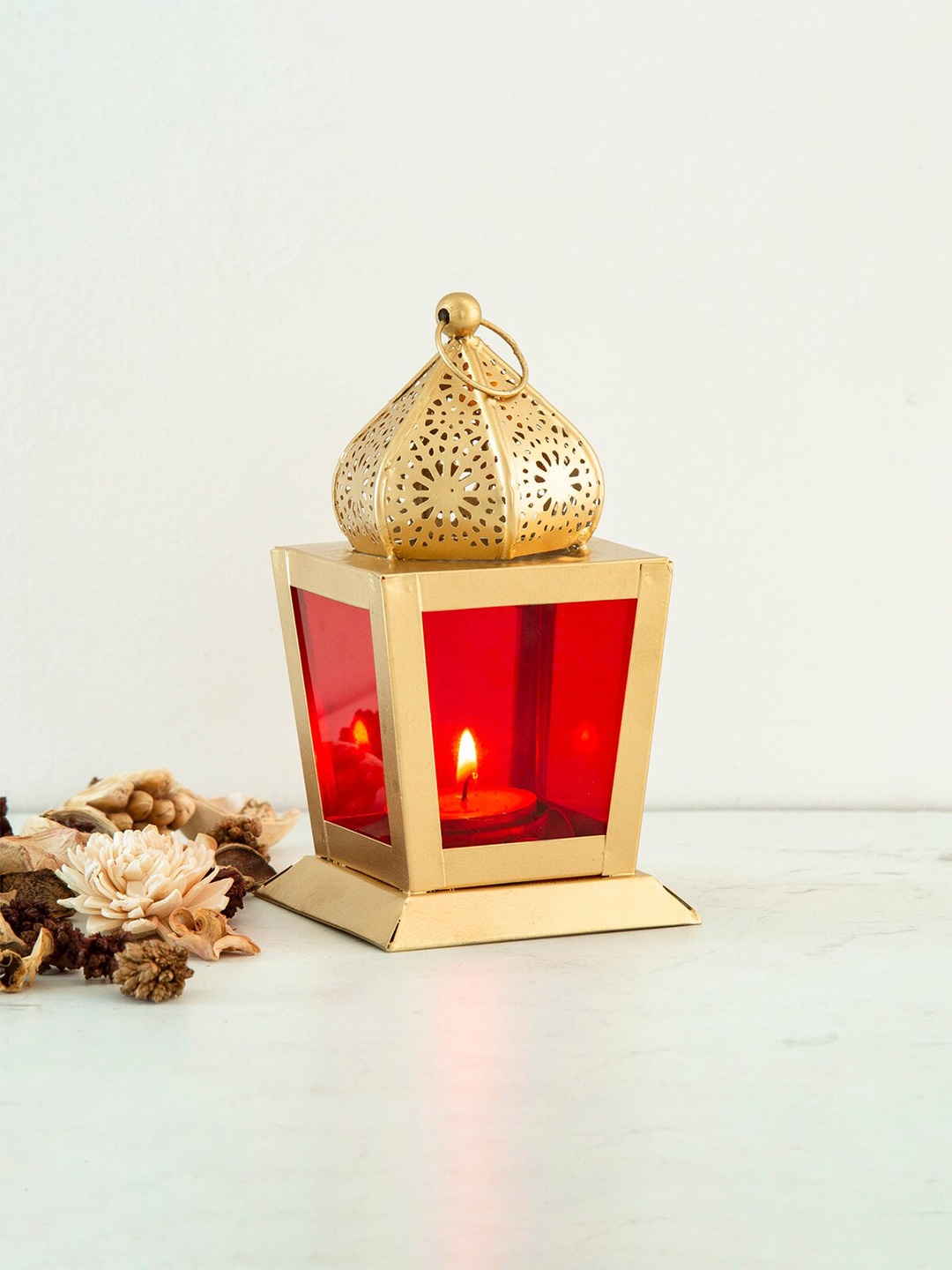 

Home Centre Corsica Laser Cut-out Detail Lantern Table Lamps, Red