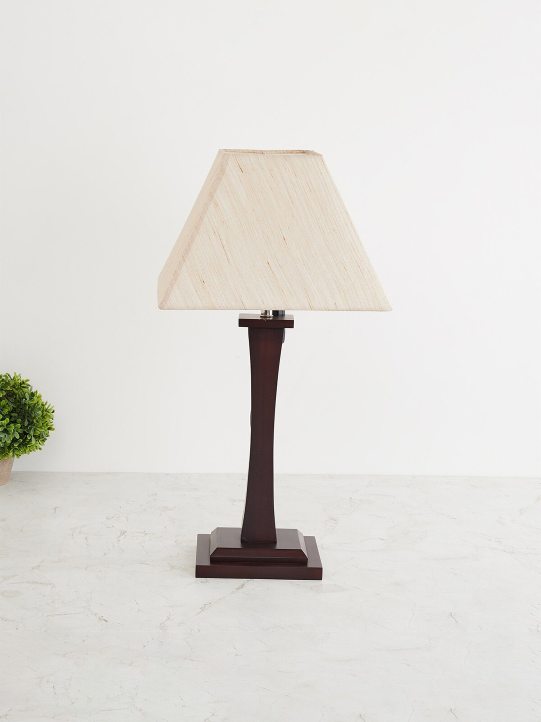 

Home Centre Brown Contemporary Wooden Electric Table Lamp Without Bulb