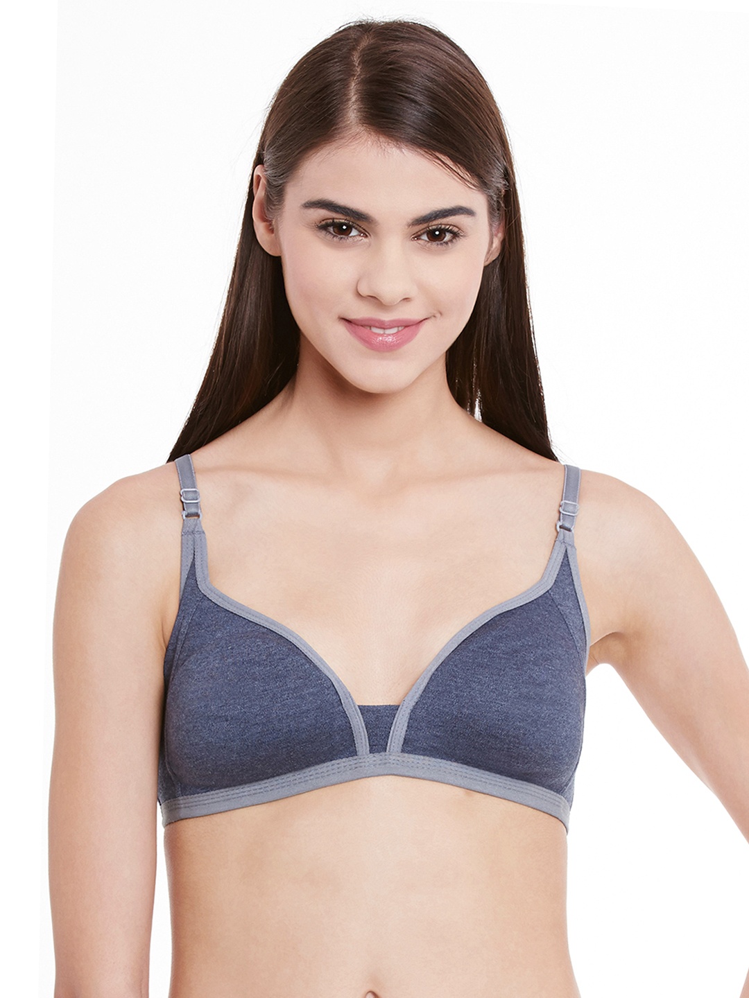 

Clovia Dark Grey Cotton Non-Padded Non-Wired Everyday Bra With Demi Cups