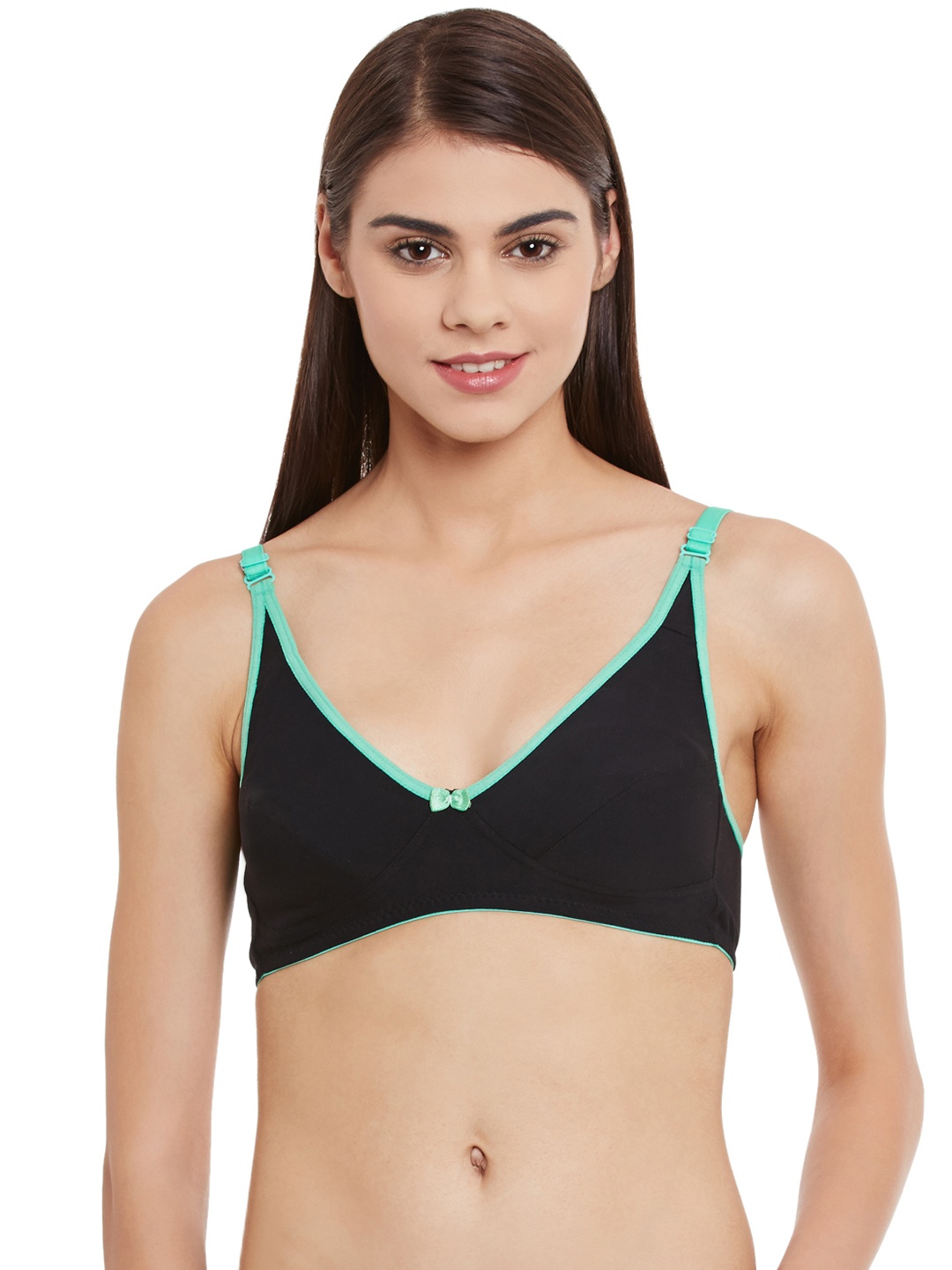 

Clovia Cotton Non-Padded Wirefree Demi Cup Bra - Black