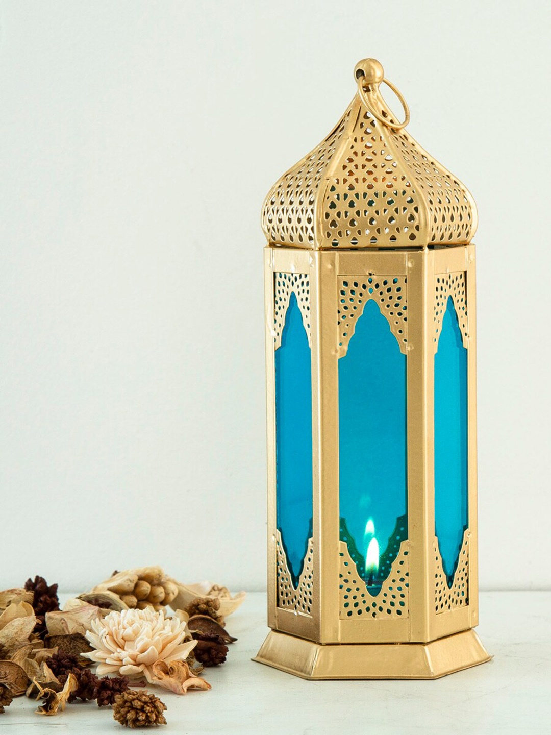 

Home Centre Blue & Gold-Toned Corsica Tall Morrocan Lantern