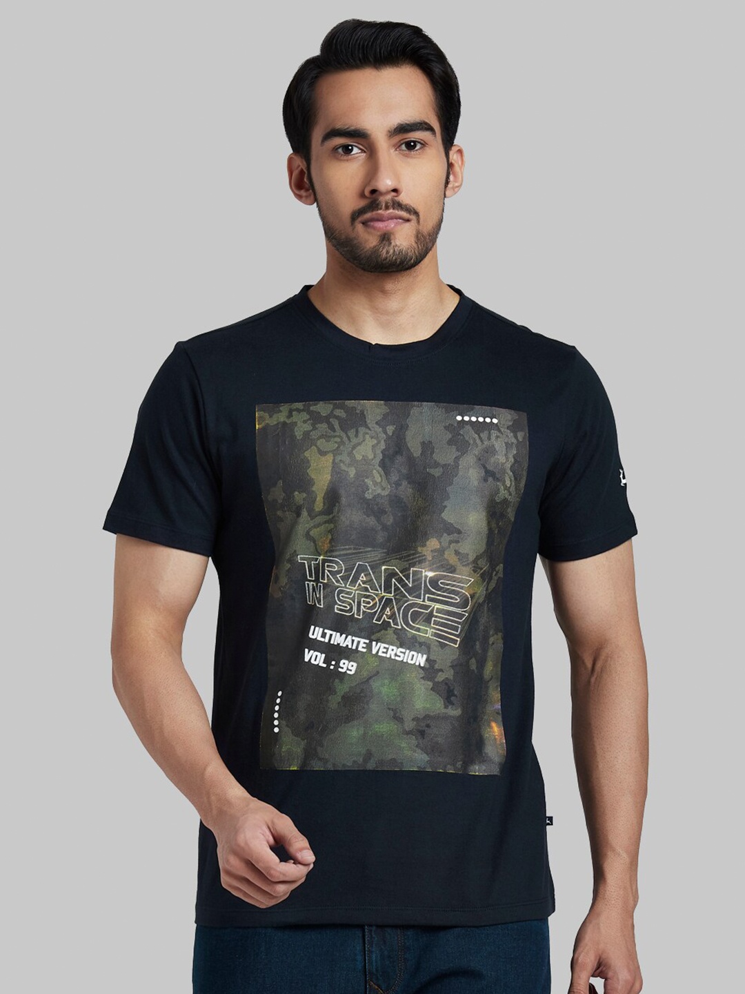 

Parx Men Navy Blue Printed T-shirt