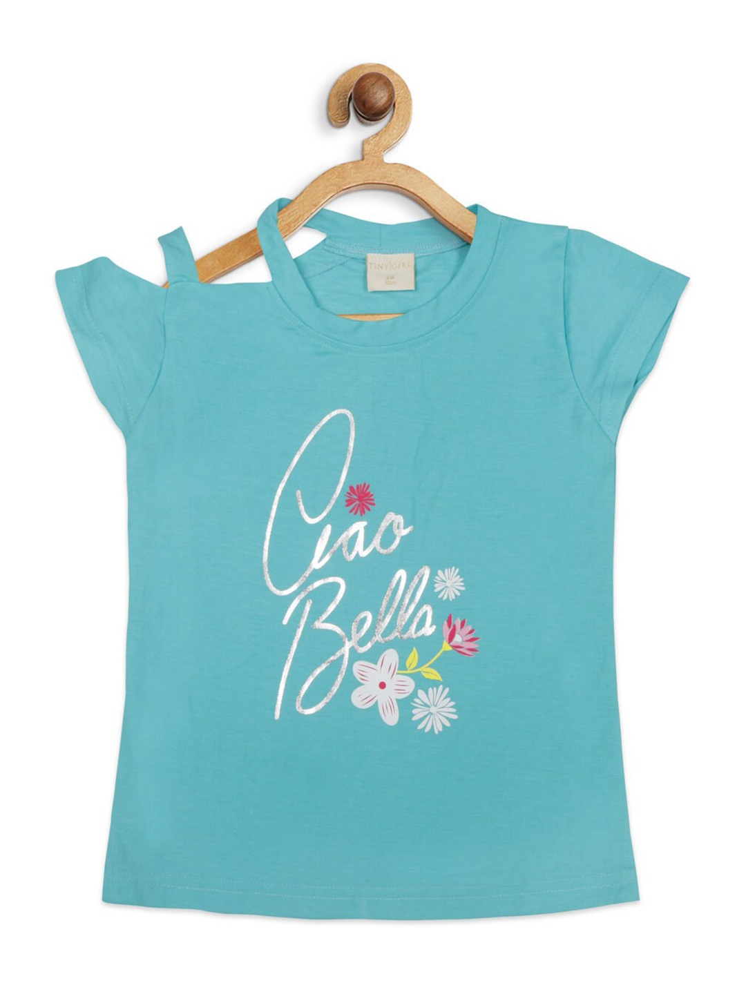 

Tiny Girl Sea Green & Silver-Toned Regular Top