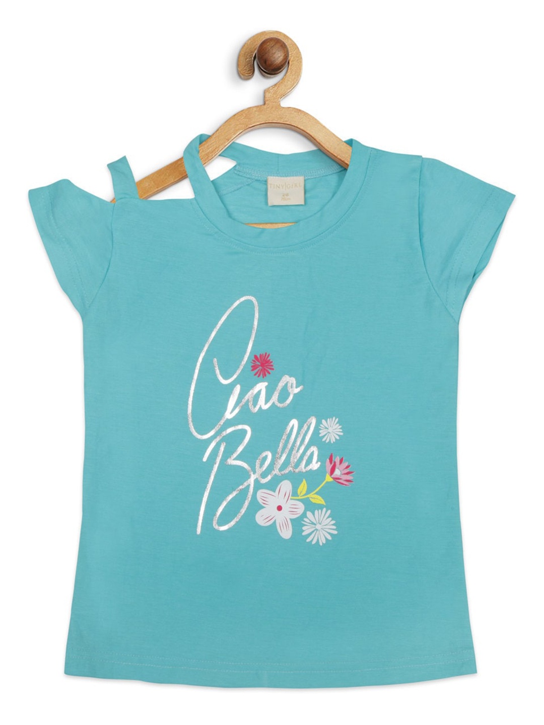 

Tiny Girl Sea Green & White One Shoulder Regular Top