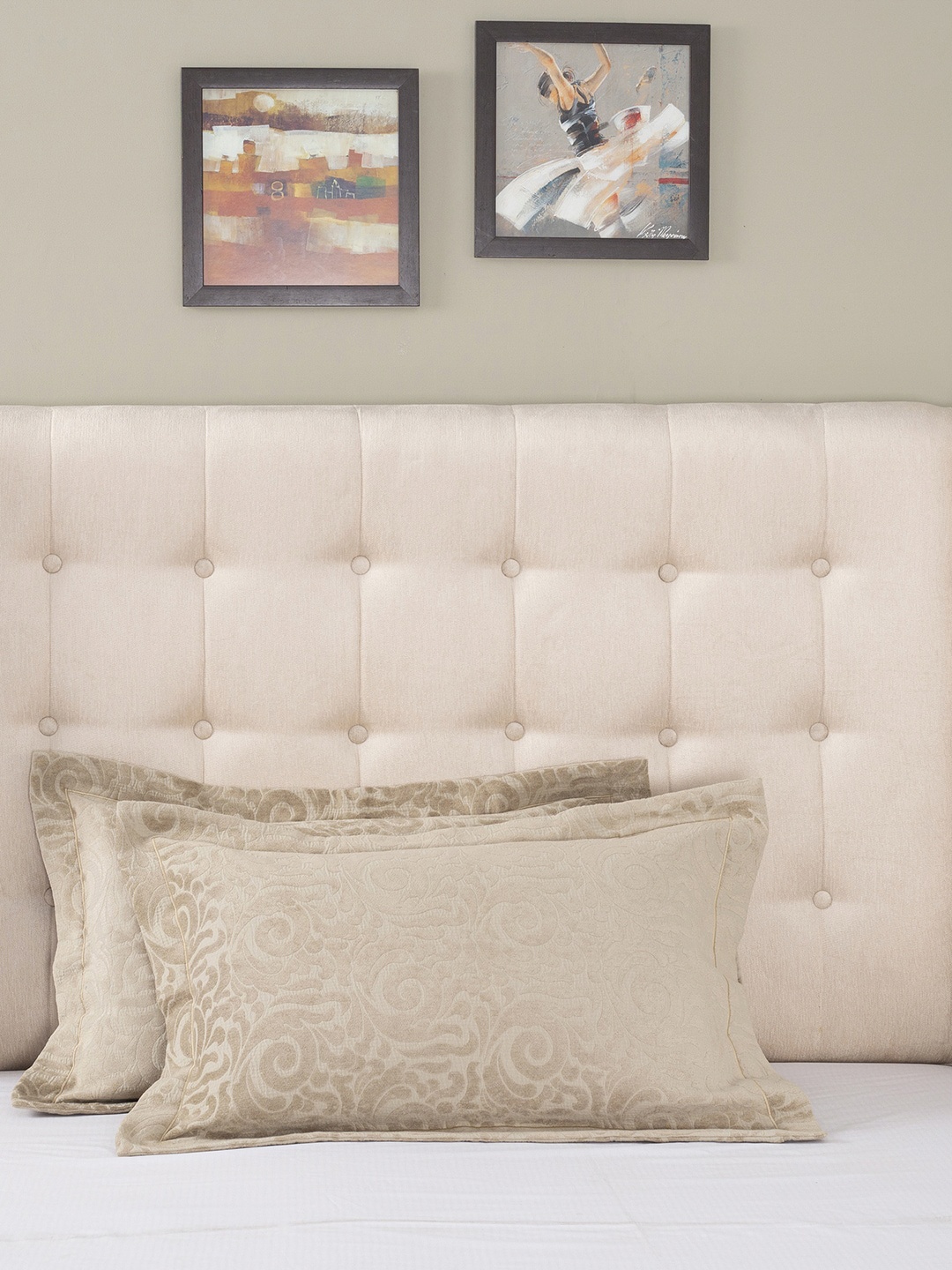 

MASPAR Set Of 2 Beige Jacquard 100GSM Pure Cotton Pillow