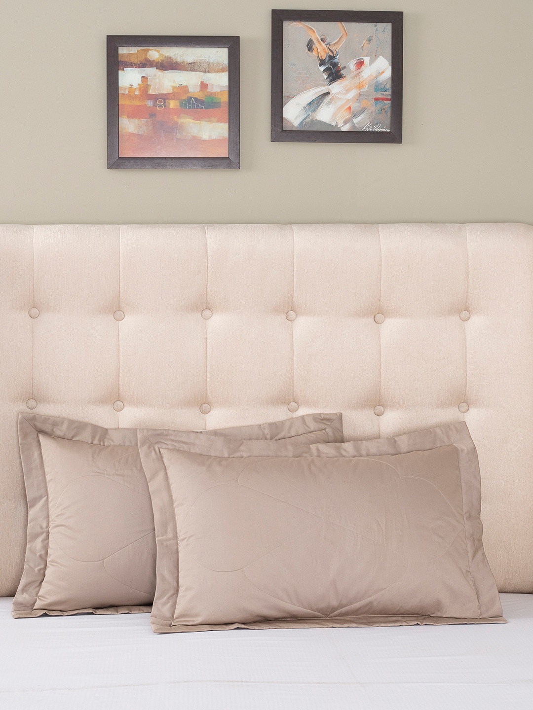 

MASPAR Set of 2 Beige Jacquard 100GSM Cotton Rectangular Pillow Covers