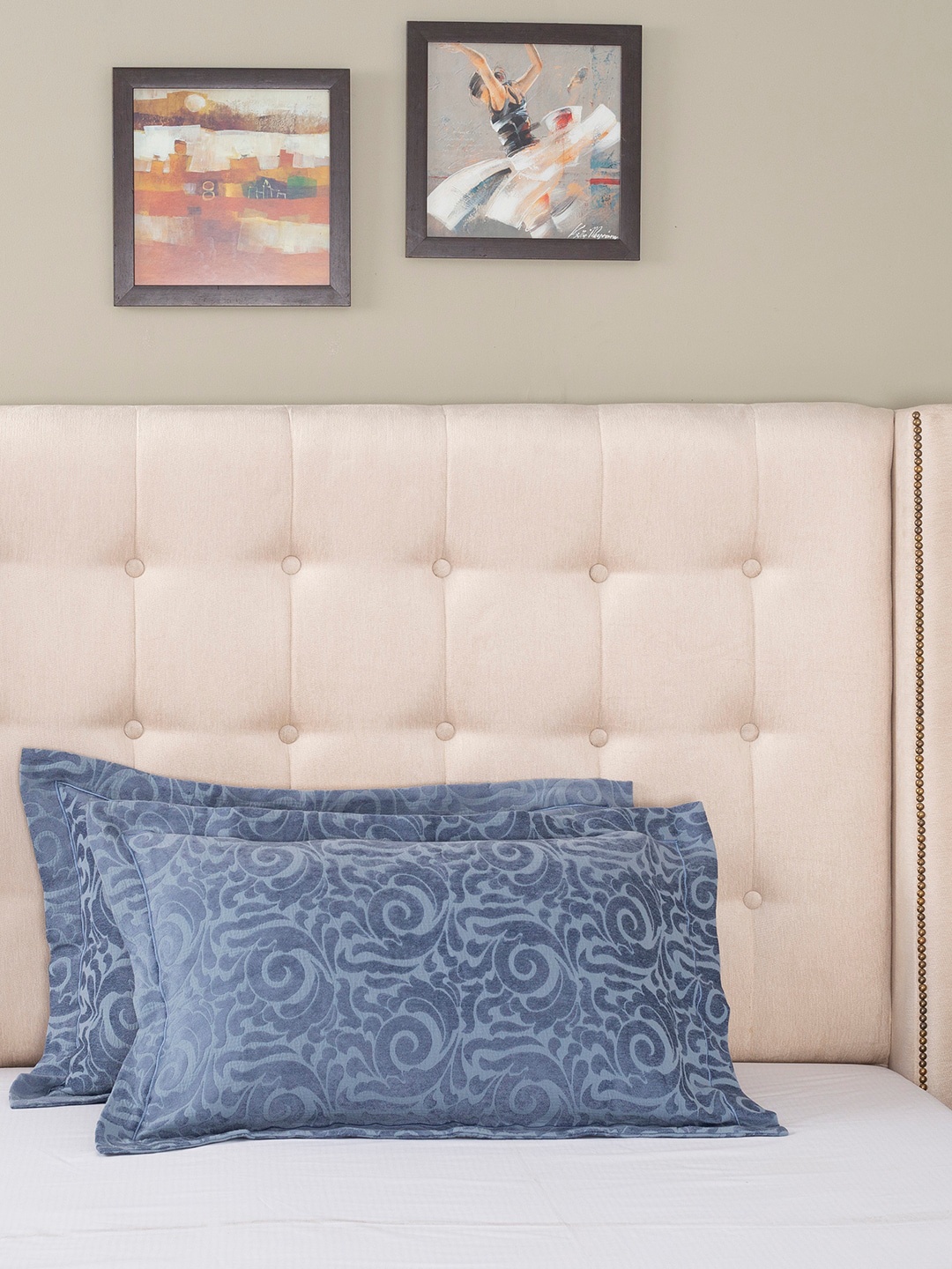 

MASPAR Set of 2 Blue Printed Pillow Covers