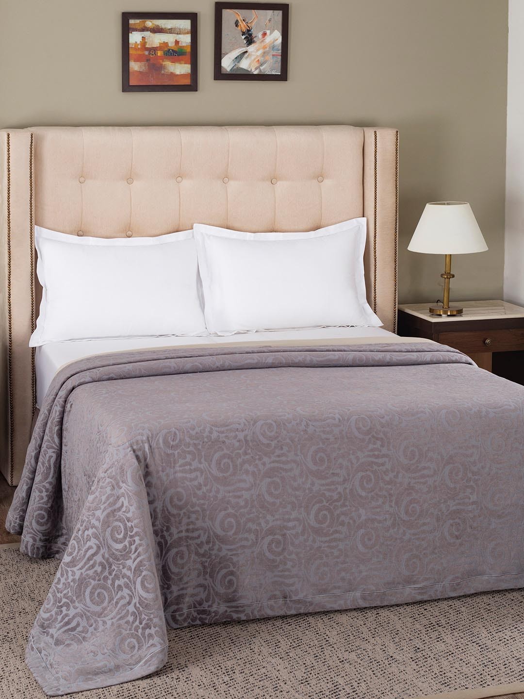 

MASPAR Vintage Grandeur Vint Classic Jacquard 365 GSM Polyester Grey Double Bed Cover